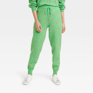 Women's Candy Cane Green Sweater Pants
